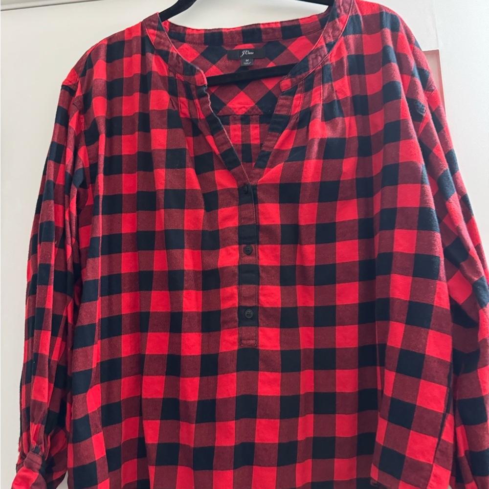 J. Crew Women’s Red and Black Checkered Shirt